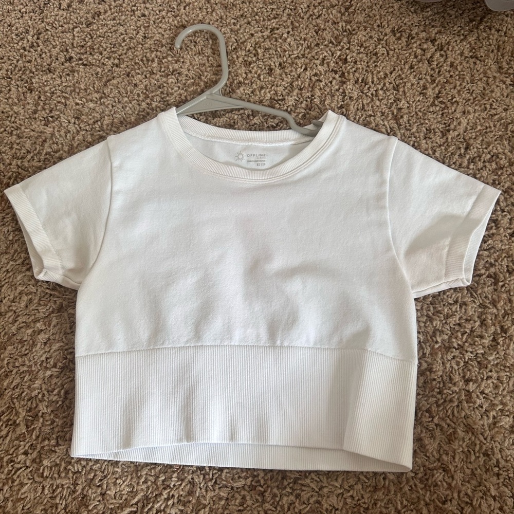 Aerie cropped white top